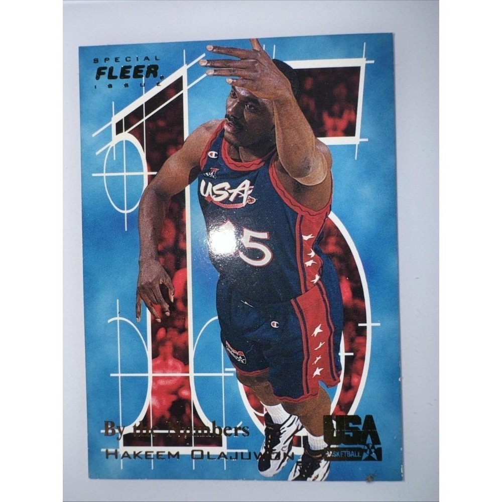 1996 Fleer USA Basketball By the Numbers Hakeem Olajuwon #15 HOF
